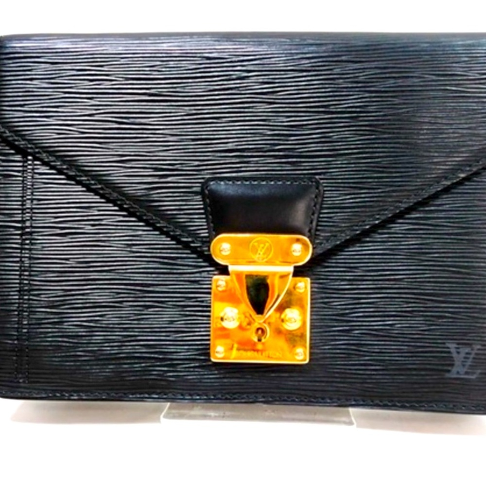 Authentic Louis Vuitton Clutch Bag Black Epi Leather